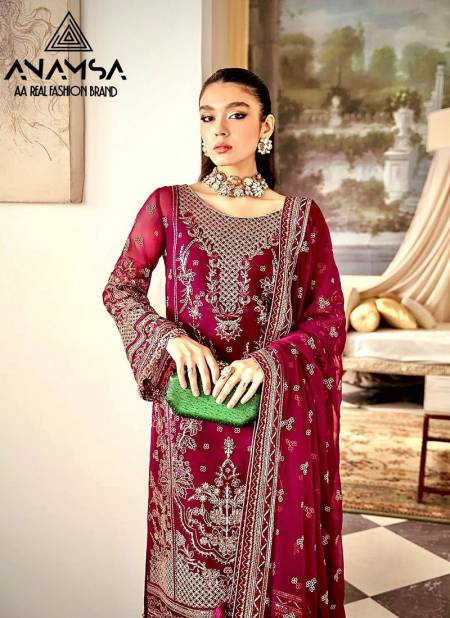 Anamsa 410 Heavy Embroidery Georgette Pakistani Suits Wholesale Market in Surat
 Catalog